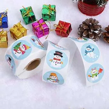 Christmas Stickers Roll of 500 for Crafts & Decorations
