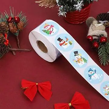 Christmas Stickers Roll of 500 for Crafts & Decorations