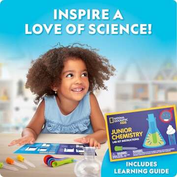 National Geographic Kids Junior Chemistry Set - Complete Early Learning Lab Kit with 50 Science Experiments for Kids and 20+ Lab Tools, Kids Chemistry Set, Science Experiments for Kids 4-6