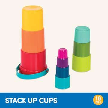 Battat – Stacking Toy – Educational & Dexterity Toy – Nesting Cup Playset – Water & Beach Toys – 18 Months + – Stack Up Cups, Medium, 10 pieces set