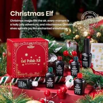 Beetles Christmas Gel Nail Polish, Sparkle Red Green Gel Polish Kit Soak Off UV LED Gel Nail Kit Man...
