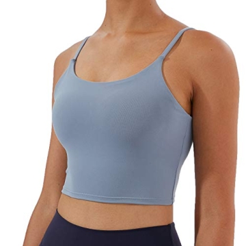 Meslong Women's Strappy Stretch Sports Bra Longline Yoga Tank Top Fitness Bra Workout Camisole Crop ...