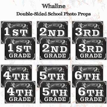 Whaline Back to School Signs, 16 Grades First Day & Last Day Sign, Reversible Chalkboard Style Paper...