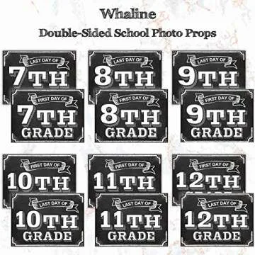 Whaline Back to School Signs, 16 Grades First Day & Last Day Sign, Reversible Chalkboard Style Paper Photo Sign from Preschool to College for Girl Boy