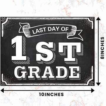 Whaline Back to School Signs, 16 Grades First Day & Last Day Sign, Reversible Chalkboard Style Paper Photo Sign from Preschool to College for Girl Boy