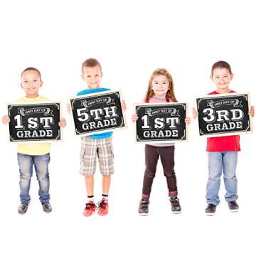 Whaline Back to School Signs, 16 Grades First Day & Last Day Sign, Reversible Chalkboard Style Paper Photo Sign from Preschool to College for Girl Boy