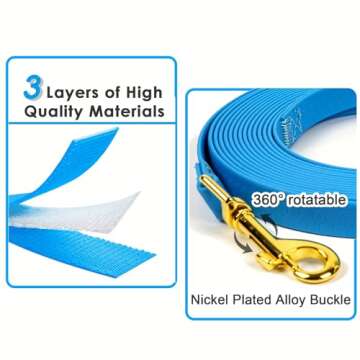 Tockfit Waterproof Dog Leash Lead Durable Training Rope Outdoor Long Leash 10ft 20ft 30ft 40ft 50ft ...