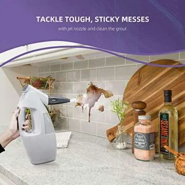 LIGHT ‘N’ EASY Steam Cleaner, Multi-functional Steam Mop with Handheld Unit, Child&Pet Safe, All-in-One Floor Steamer for Cleaning Hardwood Floor, Grout, Tile, Laminate, Ceramic, 7688ANW