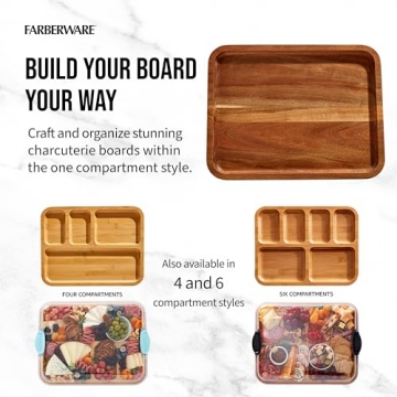 Farberware Acacia Cutting Board with Locking Lid Compartments