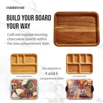Farberware Acacia Cutting Board with Locking Lid Compartments