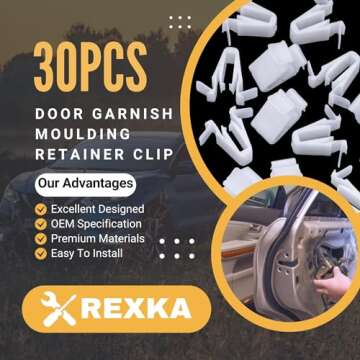 Rexka 30pcs Door Garnish Moulding Retainer Clip Compatible with Toyota Lexus 67771-58010 Tundra Tacoma Sequoia RAV4 Land Cruiser Highlander C-HR Yaris Scion xD
