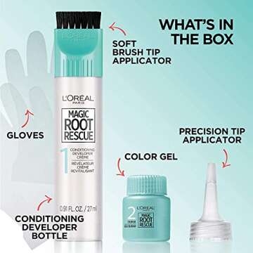 L'Oreal Paris Magic Root Rescue 10 Minute Root Hair Coloring Kit, Permanent Hair Color with Quick Precision Applicator, 100 percent Gray Coverage, 6 Light Brown, 1 kit (Packaging May Vary)