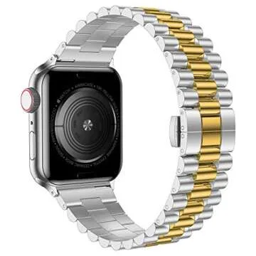 baozai Compatible Apple Watch Band Ultra 2 46mm 45mm 44mm Stainless Steel Strap for Men