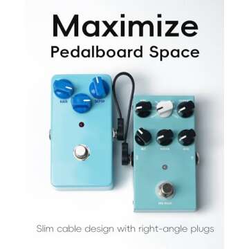 Voltrish 3 Pack Guitar Patch Cables - Premium 5 Inch Right-Angle 1/4" TS Pedal Board Accessories