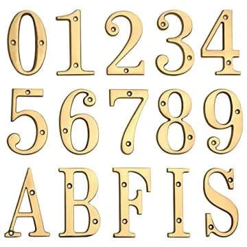 HASWARE House Number Sign 4 inch (10 cm) Polished Brass Finish Stylish Curvy Modern Door Numbers Signage Plaque Street Home Address Numerals(5, Brass)