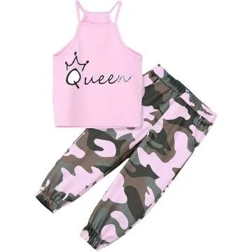 SOLY HUX Girls' 2 Piece Outfit With Crop Top & Pants