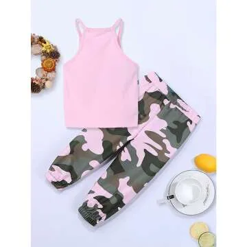 SOLY HUX Girls' 2 Piece Outfit With Crop Top & Pants