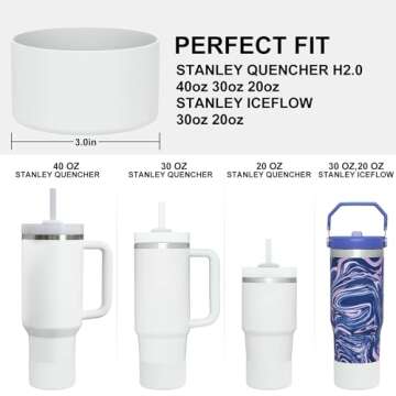 Affute Protective Silicone Boot for Stanley Quencher H2.0 40 30 20 oz & IceFlow Flip 30 20 oz, BPA Free Anti-Noise Anti-Scratch, Stanley Cup Protector Sleeve Cover Boot (Frost)