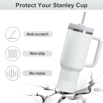 Affute Protective Silicone Boot for Stanley Quencher H2.0 40 30 20 oz & IceFlow Flip 30 20 oz, BPA Free Anti-Noise Anti-Scratch, Stanley Cup Protector Sleeve Cover Boot (Frost)