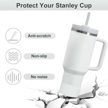 Affute Protective Silicone Boot for Stanley Quencher H2.0 40 30 20 oz & IceFlow Flip 30 20 oz, BPA Free Anti-Noise Anti-Scratch, Stanley Cup Protector Sleeve Cover Boot (Frost)