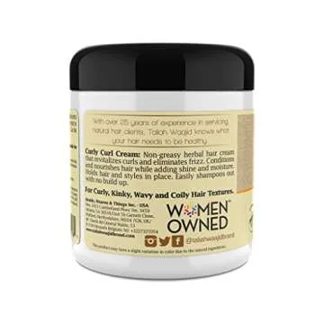 Taliah Waajid Curls Waves Natural - Curly Curl Cream | Extreme Curl Definition Hair Styling Gel | No Build-up or Frizz | 100% Paraben Free | Shea Butter & Sage - 6oz