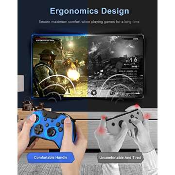 ISENPENK Switch Controller, Wireless Pro Controller for Switch/Switch Lite/Switch OLED, Switch Remote Gamepad with Joystick Adjustable Turbo Vibration Ergonomic Non-Slip for Kids - Blue