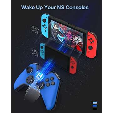 ISENPENK Switch Controller, Wireless Pro Controller for Switch/Switch Lite/Switch OLED, Switch Remote Gamepad with Joystick Adjustable Turbo Vibration Ergonomic Non-Slip for Kids - Blue