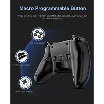 ISENPENK Switch Controller, Wireless Pro Controller for Switch/Switch Lite/Switch OLED, Switch Remote Gamepad with Joystick Adjustable Turbo Vibration Ergonomic Non-Slip for Kids - Blue