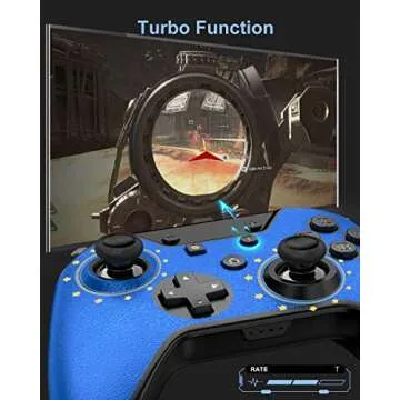 ISENPENK Switch Controller, Wireless Pro Controller for Switch/Switch Lite/Switch OLED, Switch Remote Gamepad with Joystick Adjustable Turbo Vibration Ergonomic Non-Slip for Kids - Blue