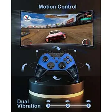 ISENPENK Switch Controller, Wireless Pro Controller for Switch/Switch Lite/Switch OLED, Switch Remote Gamepad with Joystick Adjustable Turbo Vibration Ergonomic Non-Slip for Kids - Blue
