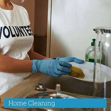 JUSSSTUFF Blue Nitrile Gloves Medium - 50 Disposable Powder Free Gloves for Food & Cleaning