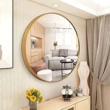 FANYUSHOW Gold Round Mirror - Stylish 19.6 Inch Design