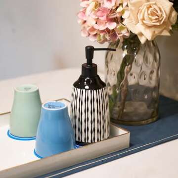 Diahom Ceramic Soap Dispenser 17Oz Hand Dish Soap Dispensers with Pump for Bathroom Kitchen Sink Countertop