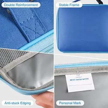 Genteen Lunch Box Kids,Insulated Lunch Bag Kids Boys Girls,Soft Bag Mini Cooler Back to School Thermal Meal Tote Kit Lunch Box for School,Work,Outdoor (Blue)
