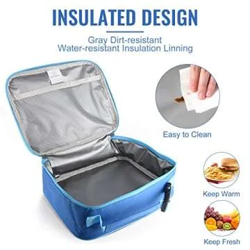 Genteen Lunch Box Kids,Insulated Lunch Bag Kids Boys Girls,Soft Bag Mini Cooler Back to School Thermal Meal Tote Kit Lunch Box for School,Work,Outdoor (Blue)