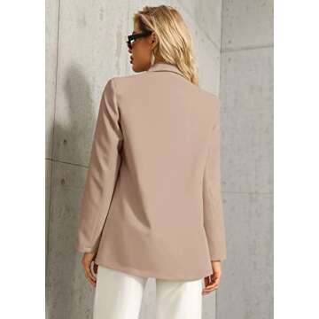 Womens Work Casual Oversized Blazers Long Sleeve Open Front Office Business Jackets Khaki