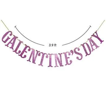 Happy Galentine's Day Glitter Banner, Valentine's Day Banner, Galentine, Valentine Party Decorations (Pink)