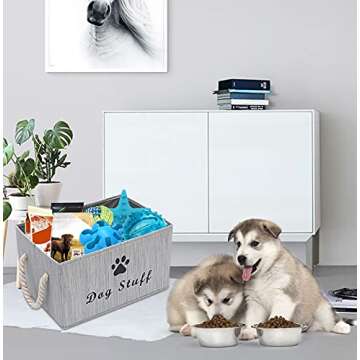 Morezi Canvas Pet Toy and Accessory Storage Bin, Basket Chest Organizer - Perfect for Organizing Pet...