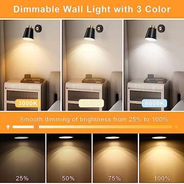 Odnora Wireless Wall Sconces Set of 2 with Remote Control