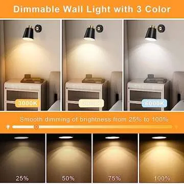 Odnora Wireless Wall Sconces Set of 2 with Remote Control