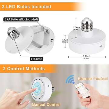 Odnora Wireless Wall Sconces Set of 2 with Remote Control