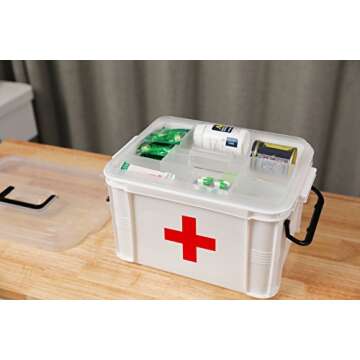 White Large Empty Medical Box for Home Emergency Supplies and Travel – Compact First Aid Box with ...
