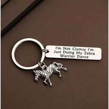 CENWA Zebra Warrior Gift Ehlers Danlos Syndrome EDS Awareness Ribbon Jewelry EDS Warrior Fibro Awareness I’m Doing My Zebra Warrior Dance Keychain (Zebra Warrior Keychain)