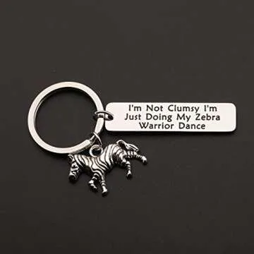 CENWA Zebra Warrior Gift Ehlers Danlos Syndrome EDS Awareness Ribbon Jewelry EDS Warrior Fibro Awareness I’m Doing My Zebra Warrior Dance Keychain (Zebra Warrior Keychain)