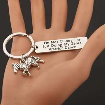 CENWA Zebra Warrior Gift Ehlers Danlos Syndrome EDS Awareness Ribbon Jewelry EDS Warrior Fibro Awareness I’m Doing My Zebra Warrior Dance Keychain (Zebra Warrior Keychain)