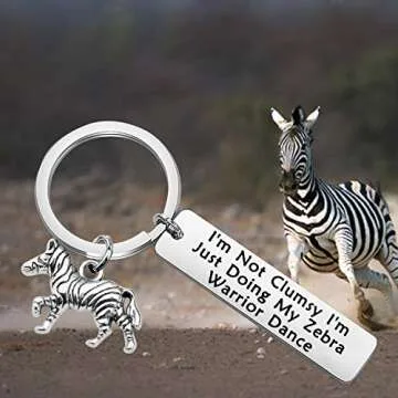 CENWA Zebra Warrior Gift Ehlers Danlos Syndrome EDS Awareness Ribbon Jewelry EDS Warrior Fibro Awareness I’m Doing My Zebra Warrior Dance Keychain (Zebra Warrior Keychain)