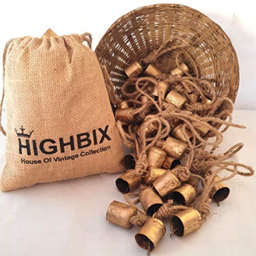 HIGHBIX 4cm Vintage Rustic Cow Bells for Christmas Decor and Crafts