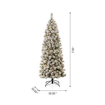 7.5ft Pre-Lit Flocked Pine Artificial Christmas Tree