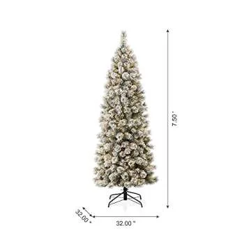 7.5ft Pre-Lit Flocked Pine Artificial Christmas Tree