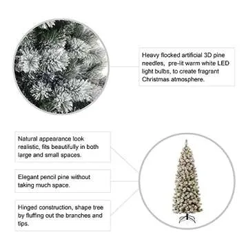 7.5ft Pre-Lit Flocked Pine Artificial Christmas Tree